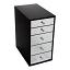 Pro Black 5-Drawer Mirrored Makeup Vanity Storage Unit Angle View