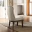 Beige Linen & Salvage Brown Side Chair