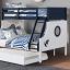 Blue/White Twin/Full Bunk Bed with Trundle