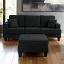 Black Sofa with Storage Ottomen