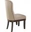 Beige Linen & Salvage Brown Side Chair