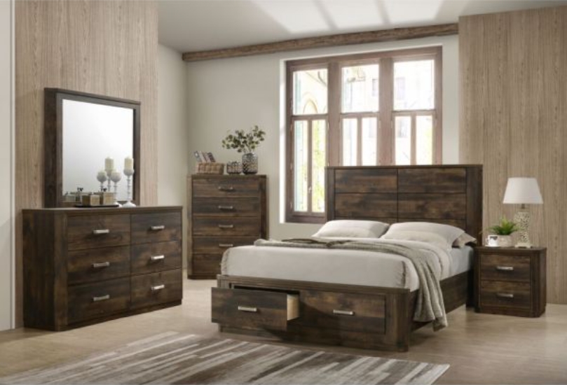 Elettra Contemporary Rustic Platform Storage Bed