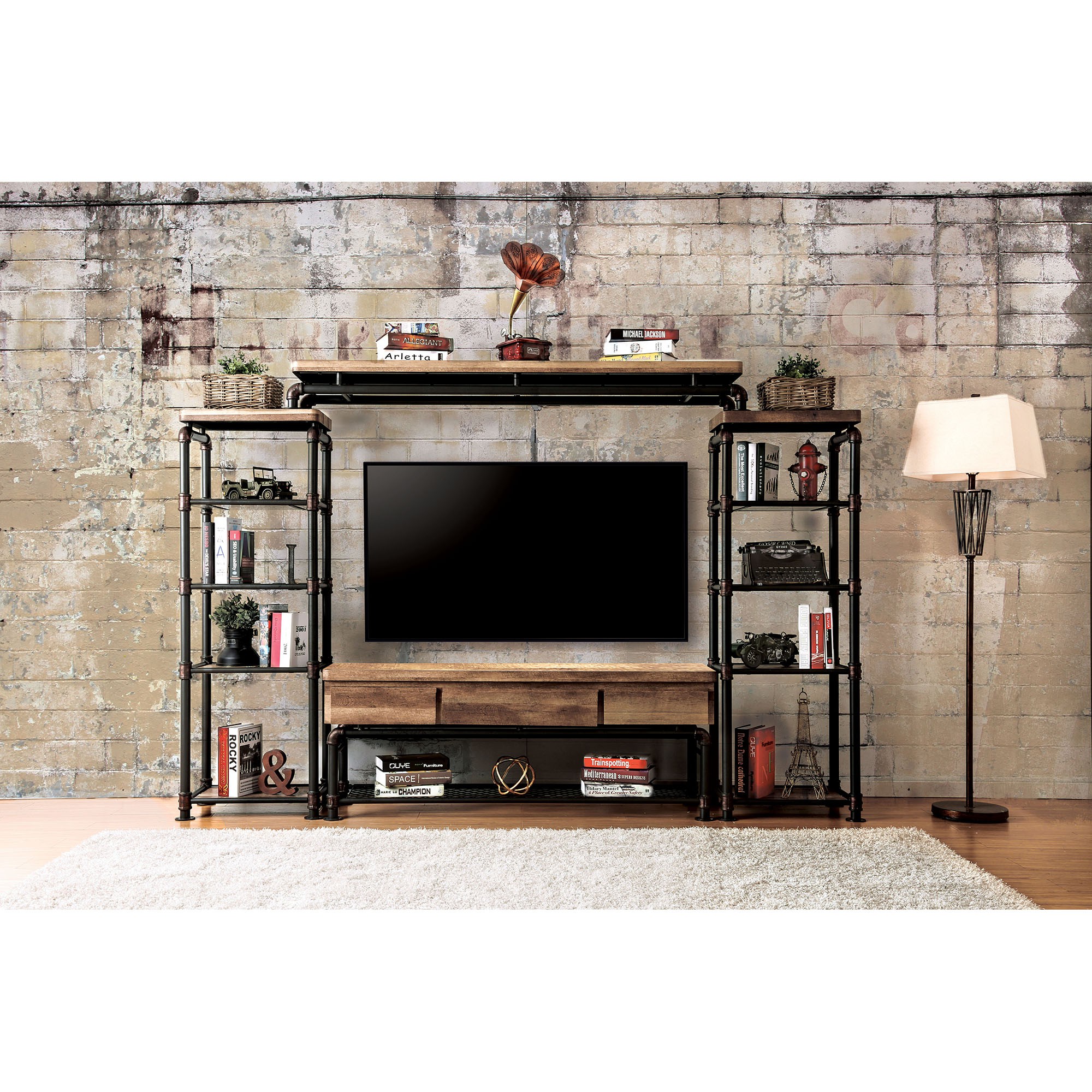 Kebbyll Pipe-Inspired Frame TV Stand