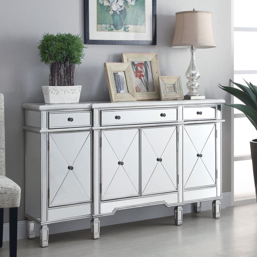 Aconitum 4-door Mirrored Storage Accent Cabinet