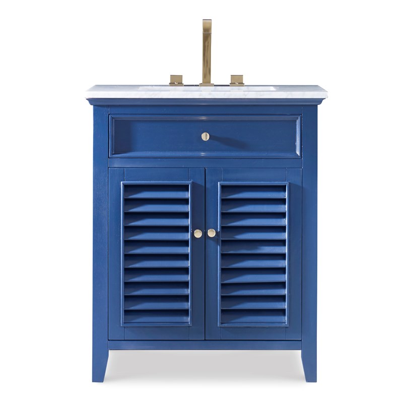 30" Louvered Medium Sink Chest - Cadet Blue Bathroom Vanity