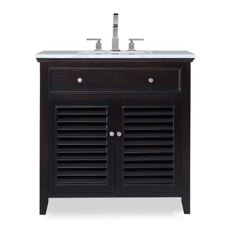 36" Louvered Sink Chest - Rubbed Raven Bathroom Vanity