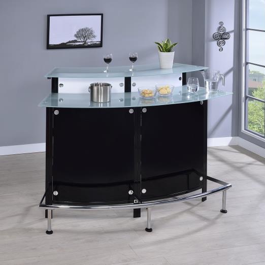 Arched Black Bar Table with Frosted Glass Counter Tops