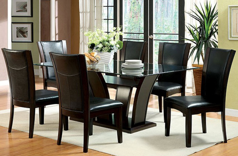 Manhattan Beveled Glass Top Dining Table