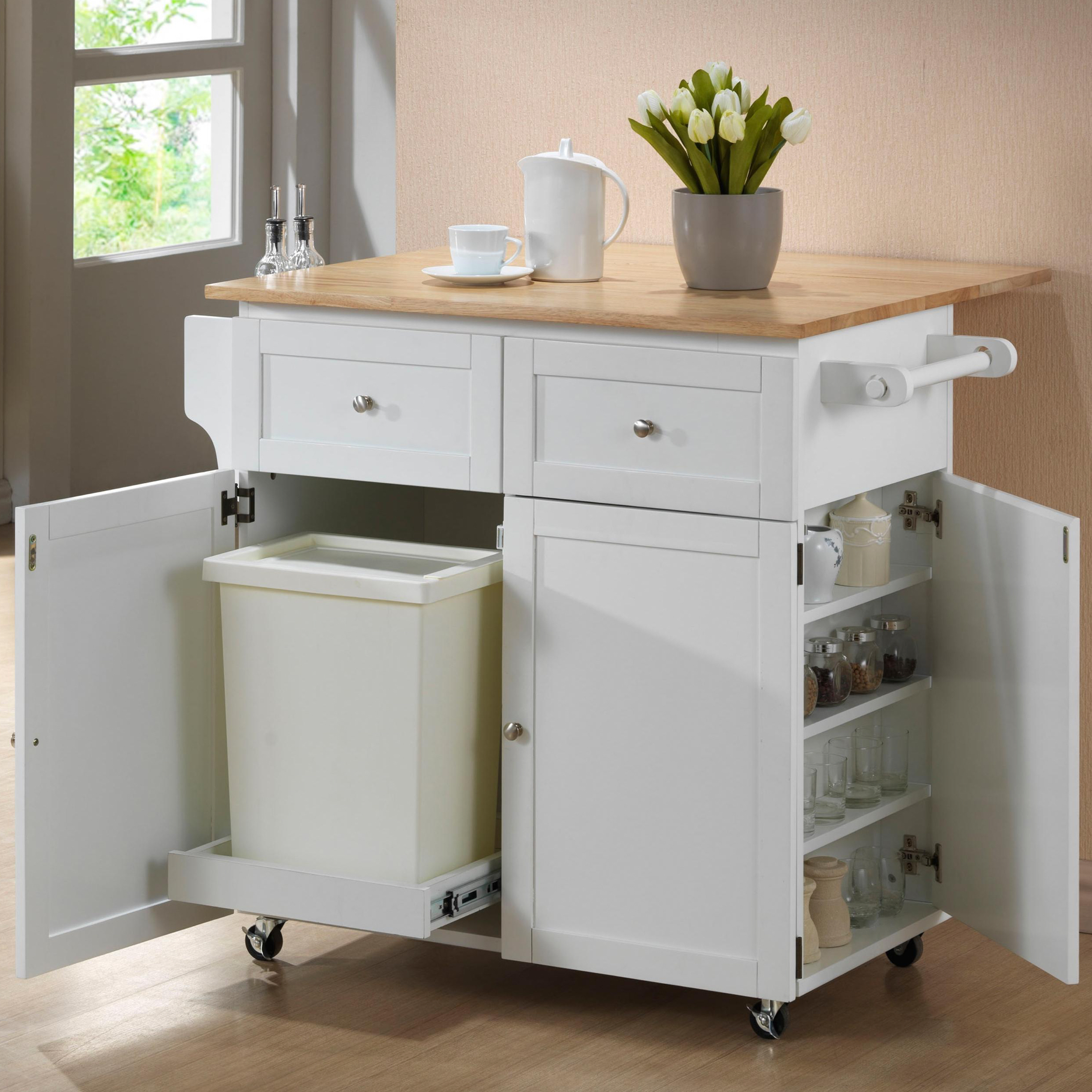 Jalen 3-door Mobile Kitchen Cart