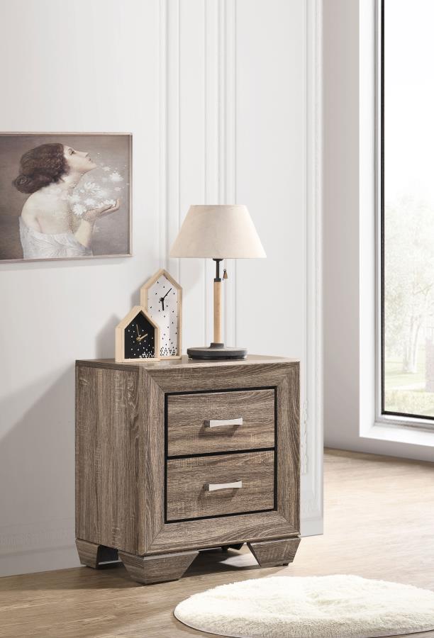 Kauffman Nightstand with 2 Drawers and Tapered Feet