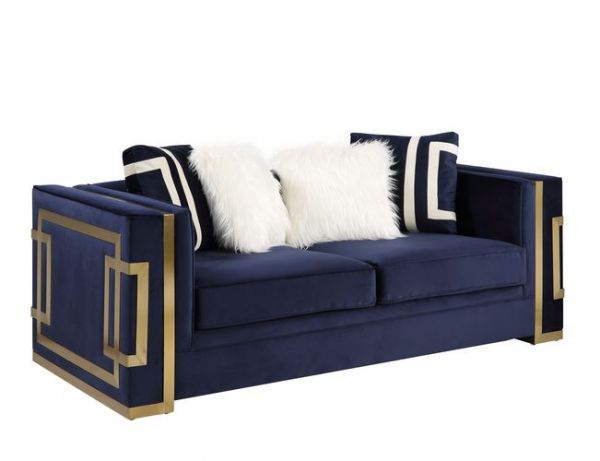 Virrux Modern Geometric Accent Loveseat with 4 Pillows