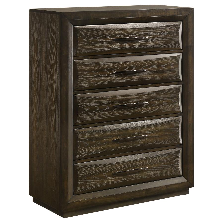 Atlas Upholstered Panel Grey and Dark Oak Chest