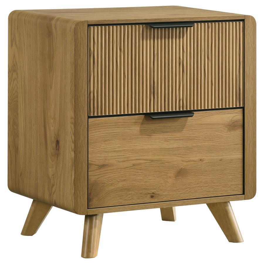 Bennett Upholstered Cream and Light Oak Nightstand