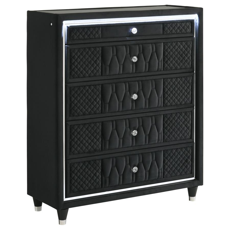 Lorient LED Upholstered Wingback Black Chest