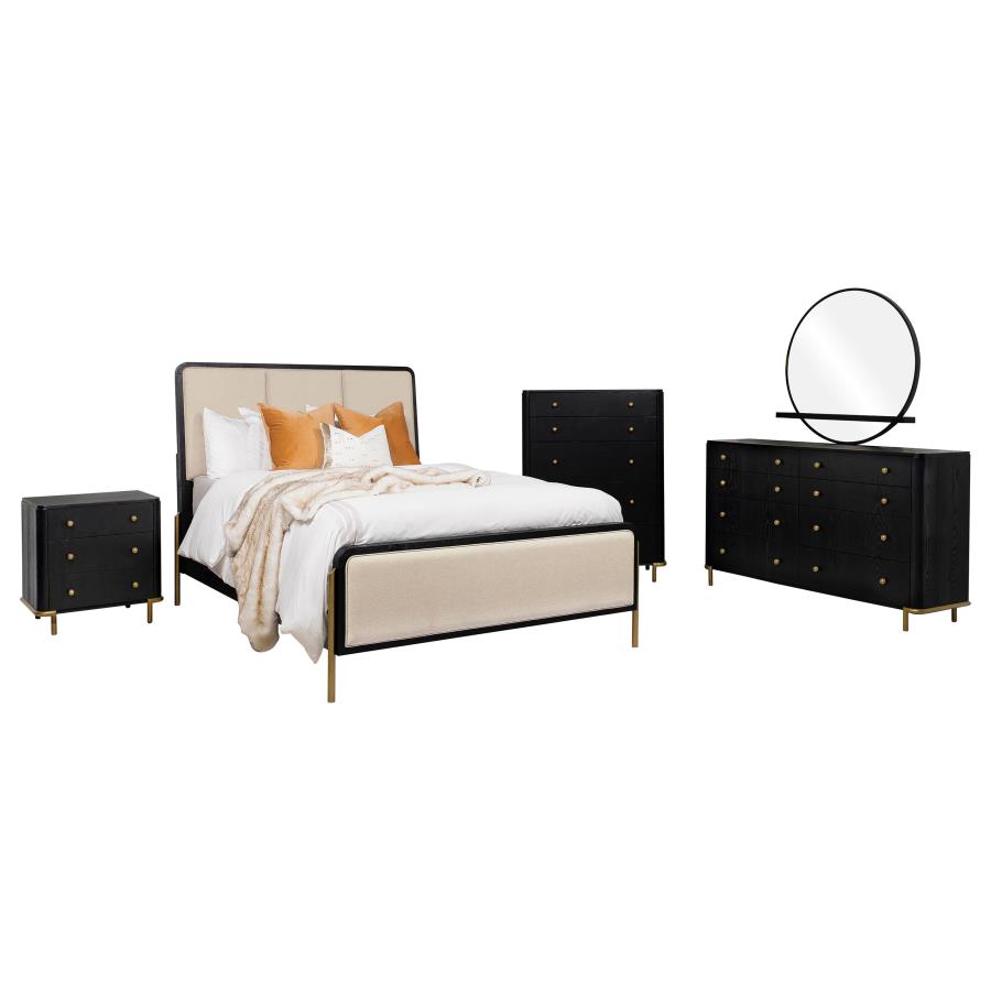 Arini Upholstered Panel Cream and Black Bed