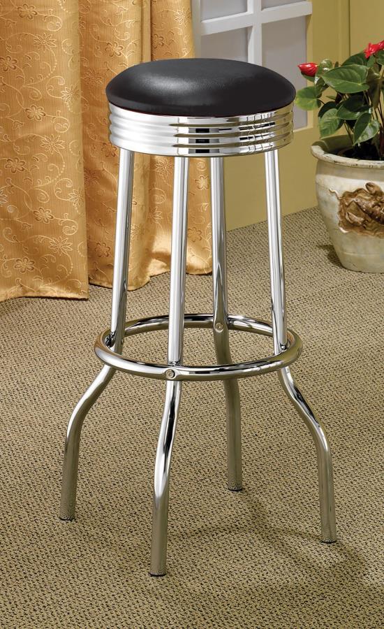Retro Upholstered Metal Swivel Bar Stool Set of 2