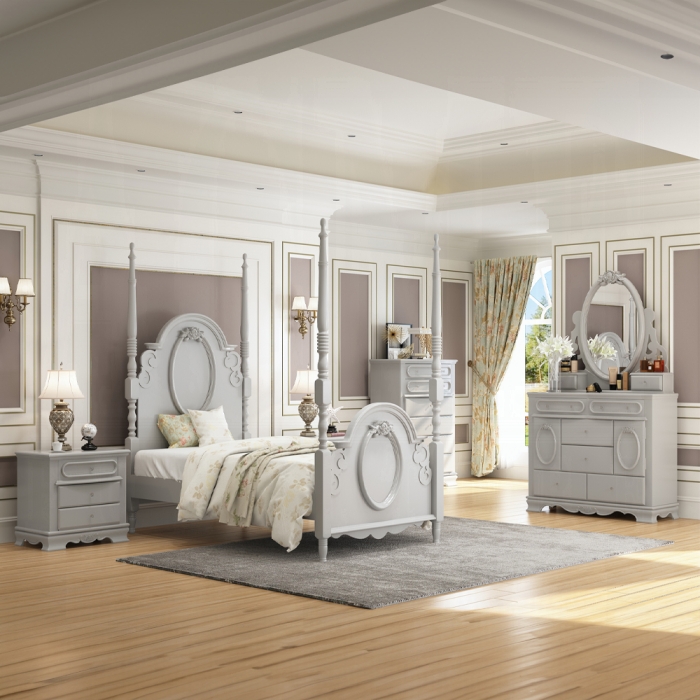 Flora Bed with Floral Motifs and Poster