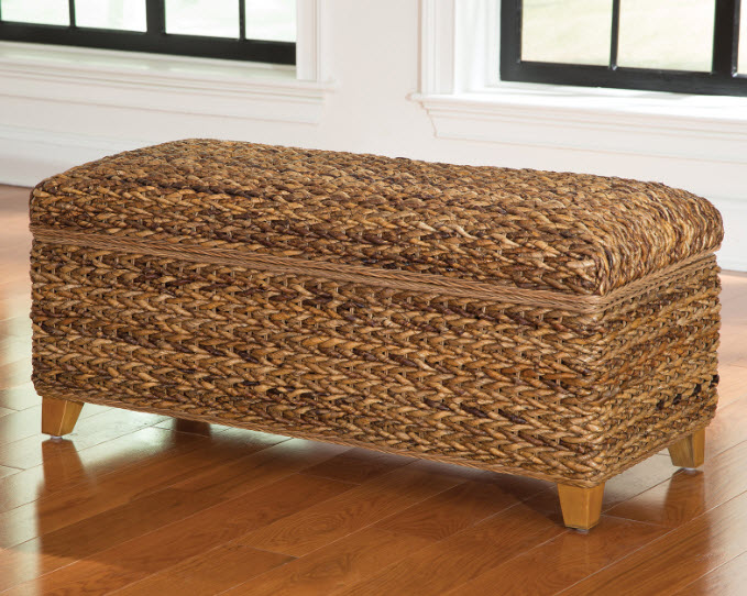 Laughton Hand-Woven Banana Leaf Storage Bench