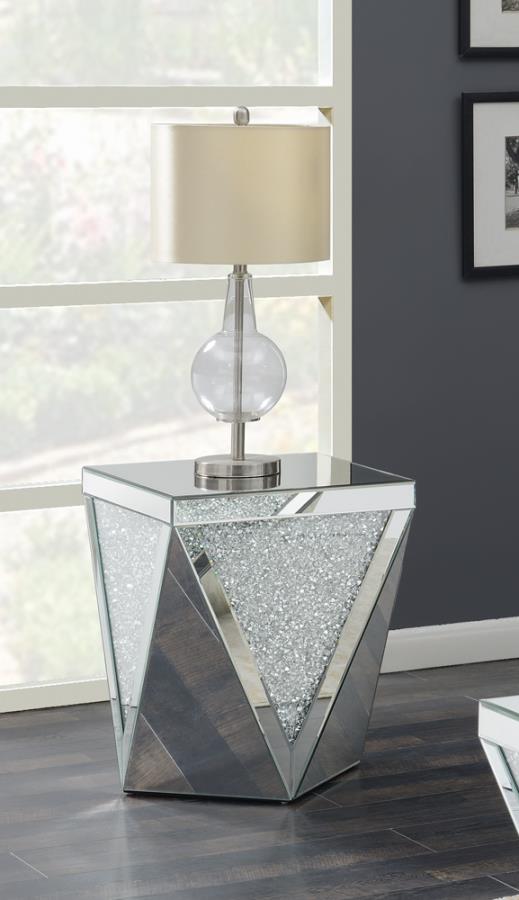 Amore Square Mirrored Acrylic Crystal Side End Table