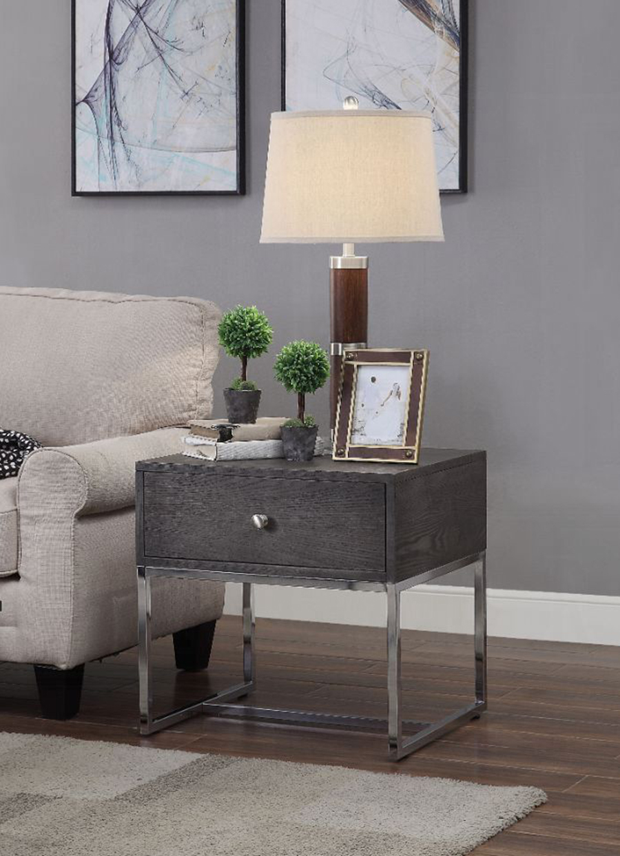 Iban Gray Oak End Table