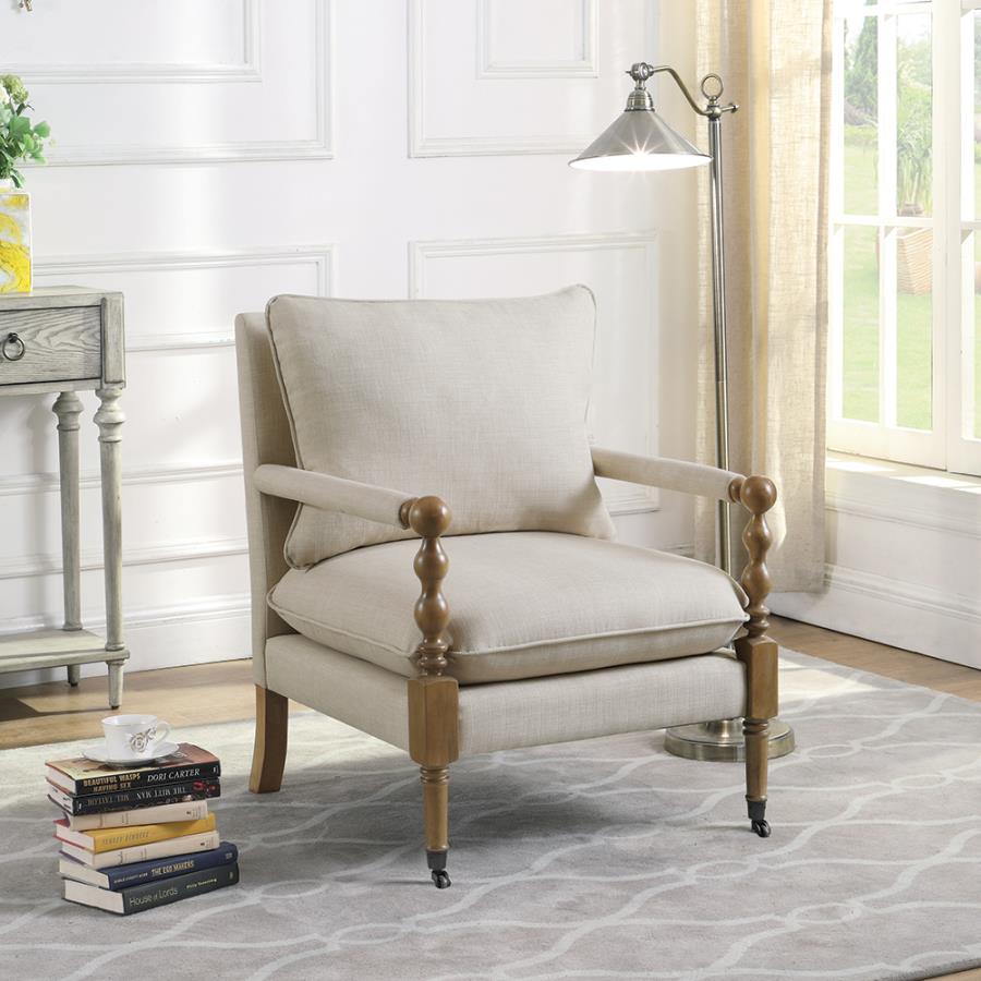 Dempsy Upholstered Accent Chair with Casters
