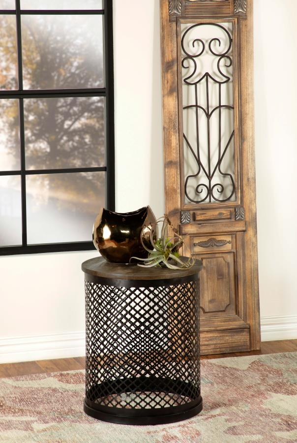 Aurora Round Drum Base Accent Side Table