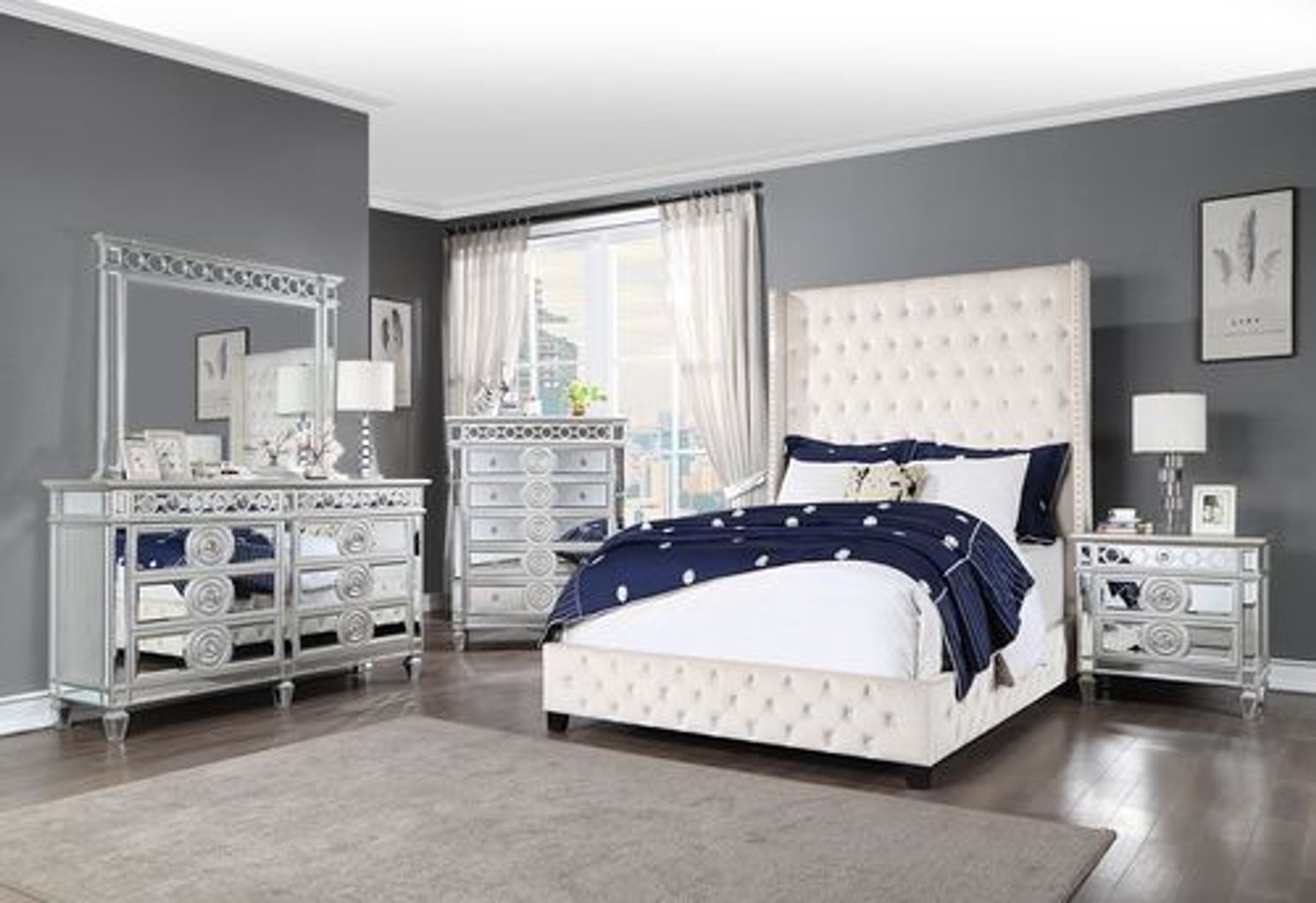 Fabrice Button-Tufted Detailing Bed