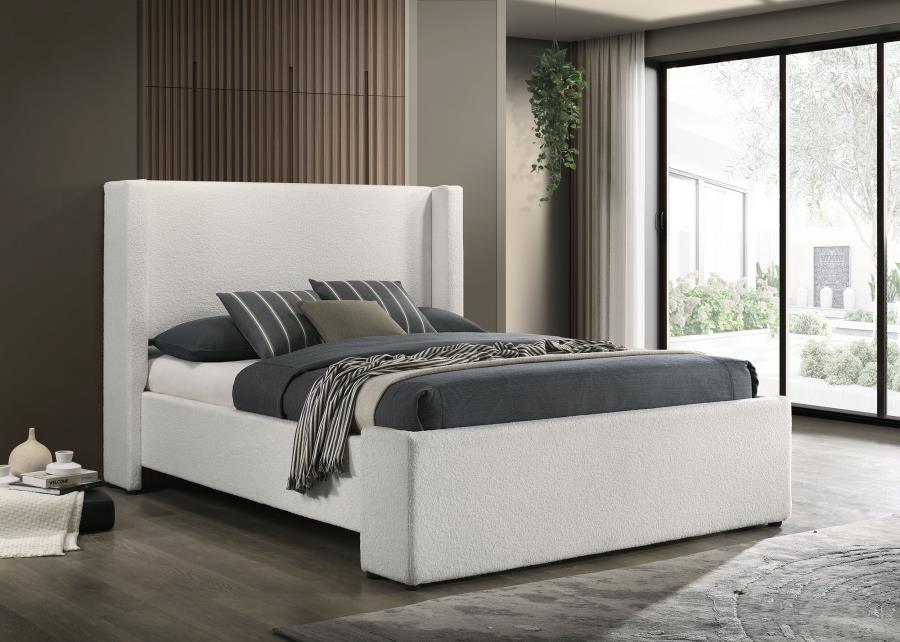Alamosa Boucle Upholstered Queen Wingback Bed