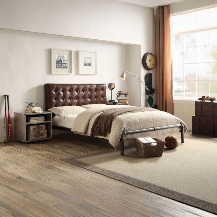 Brancaster Vintage Brown Platform Bed