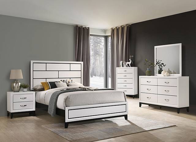 Errico Contemporary Bed with Panel Style Headboard