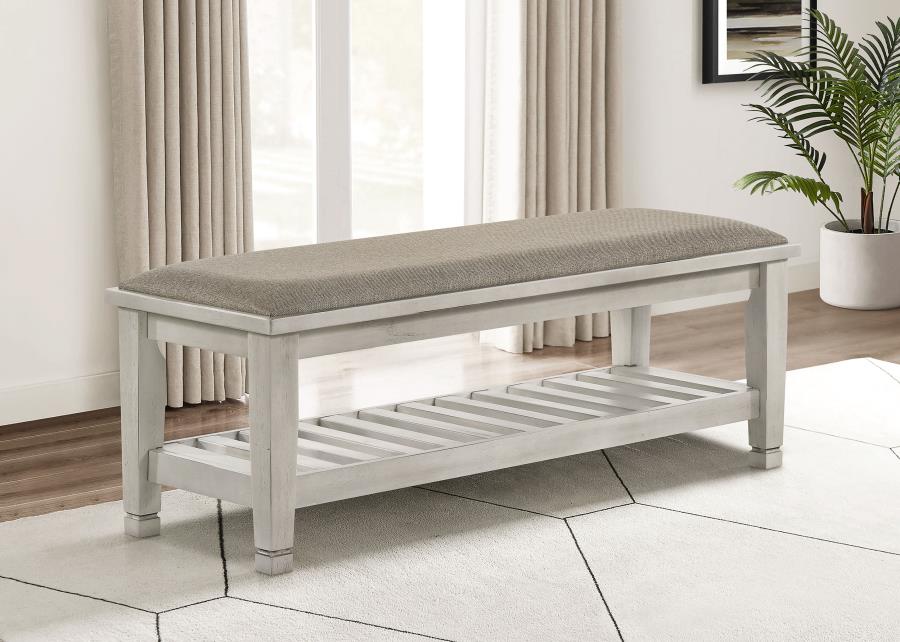 Franco Fabric Upholstered Bench with Shelf