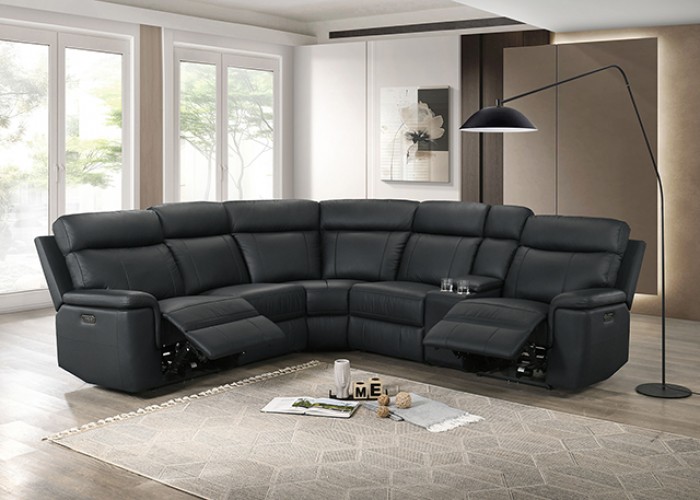 Oliverus Transitional Power Sectional Sofa