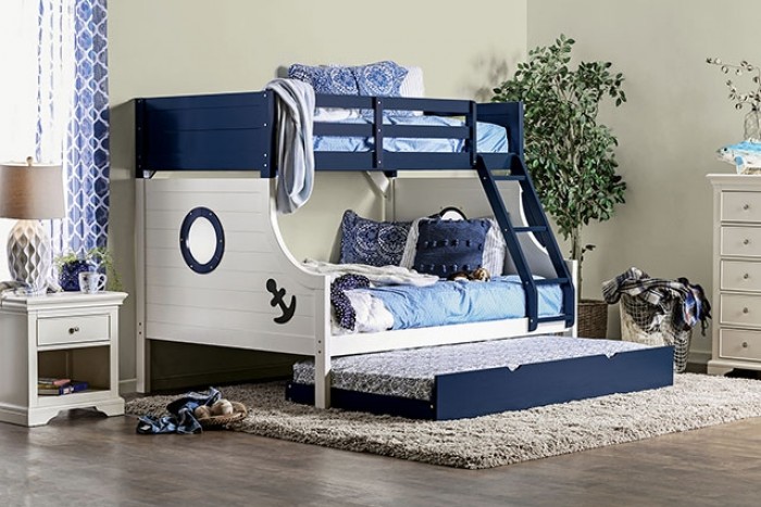 Nautia Twin/Full Bunk Bed with Anchor Decals
