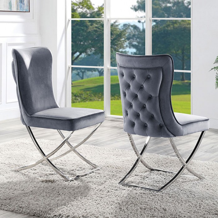 Wadenswil Button-Tufted Velvet Side Chair Set of 2
