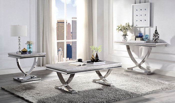 Wettingen Faux Marble Top Coffee Table w/ Beveled Edges