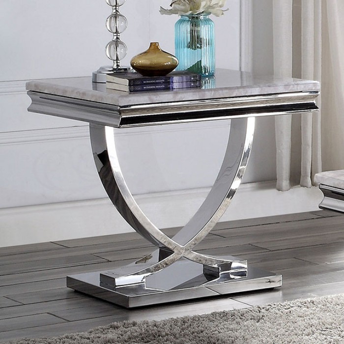 Wettingen Faux Marble Top End Table w/ Beveled Edges