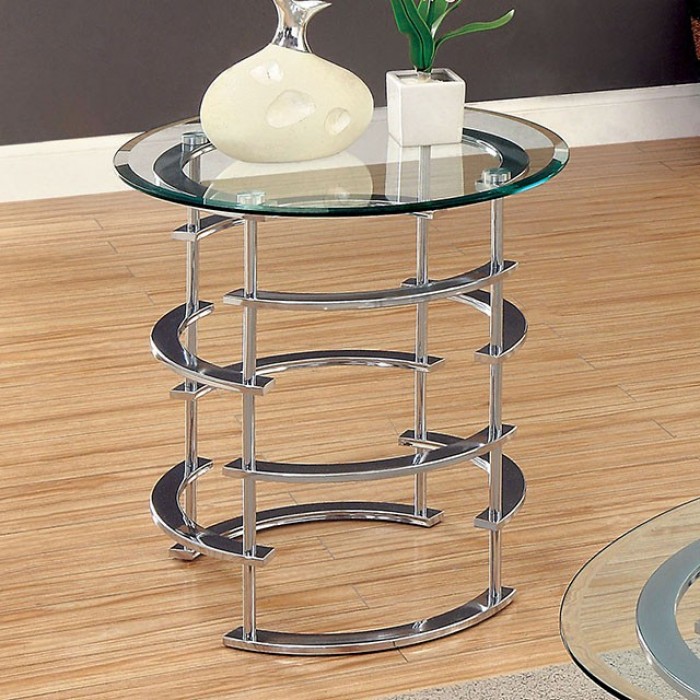 Clonmel Spiraling Chrome Base End Table