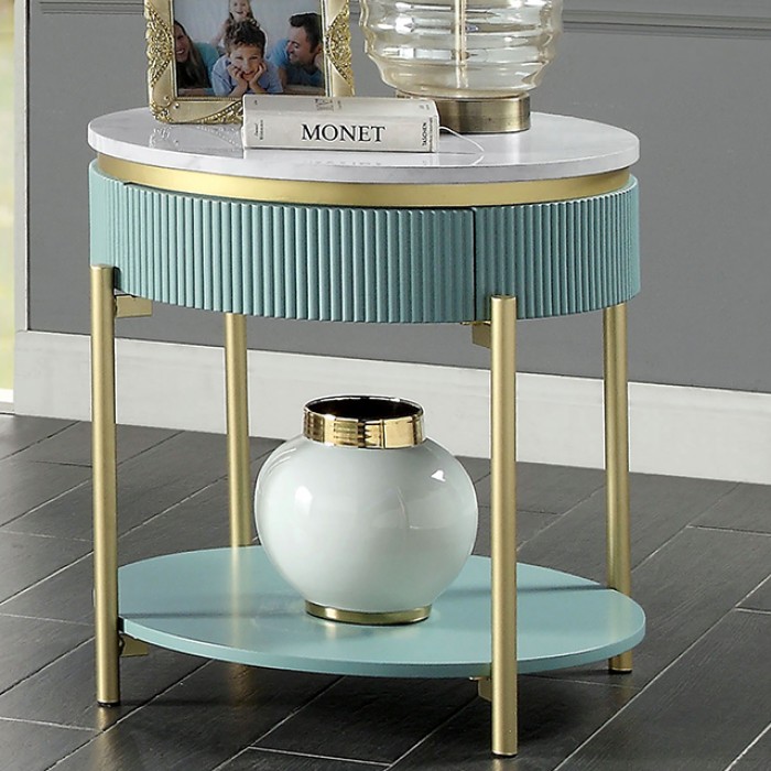 Koblenz Curved Reeded Side Panels End Table