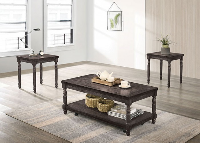 Monango Plank Style Top & Bottom 3 Piece Table Set
