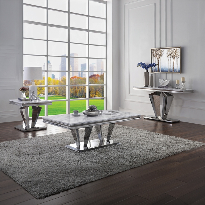 Satinka Traditional Marble Top Coffee Table