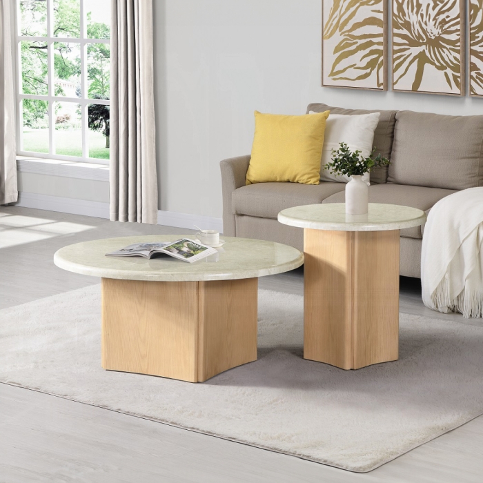 Qwin Coffee Table with Marble Top