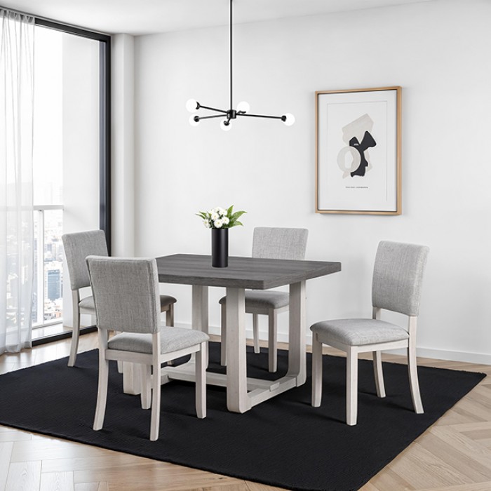 Sauro Transitional Trestle Base Dining Table