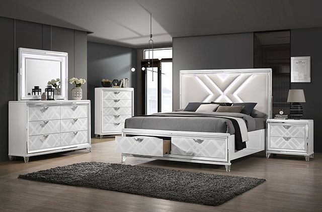 Emmeline LED Headboard Storage Platform Bed