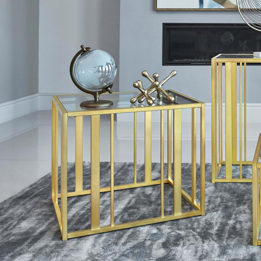 Adri Glass Top Entryway Console Table