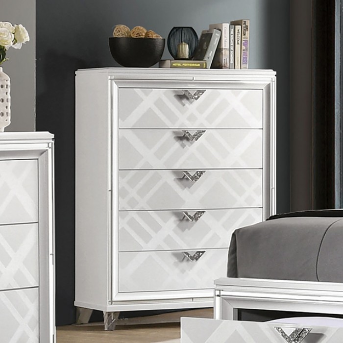 Emmeline Chest with Embossed Art Deco Pattern