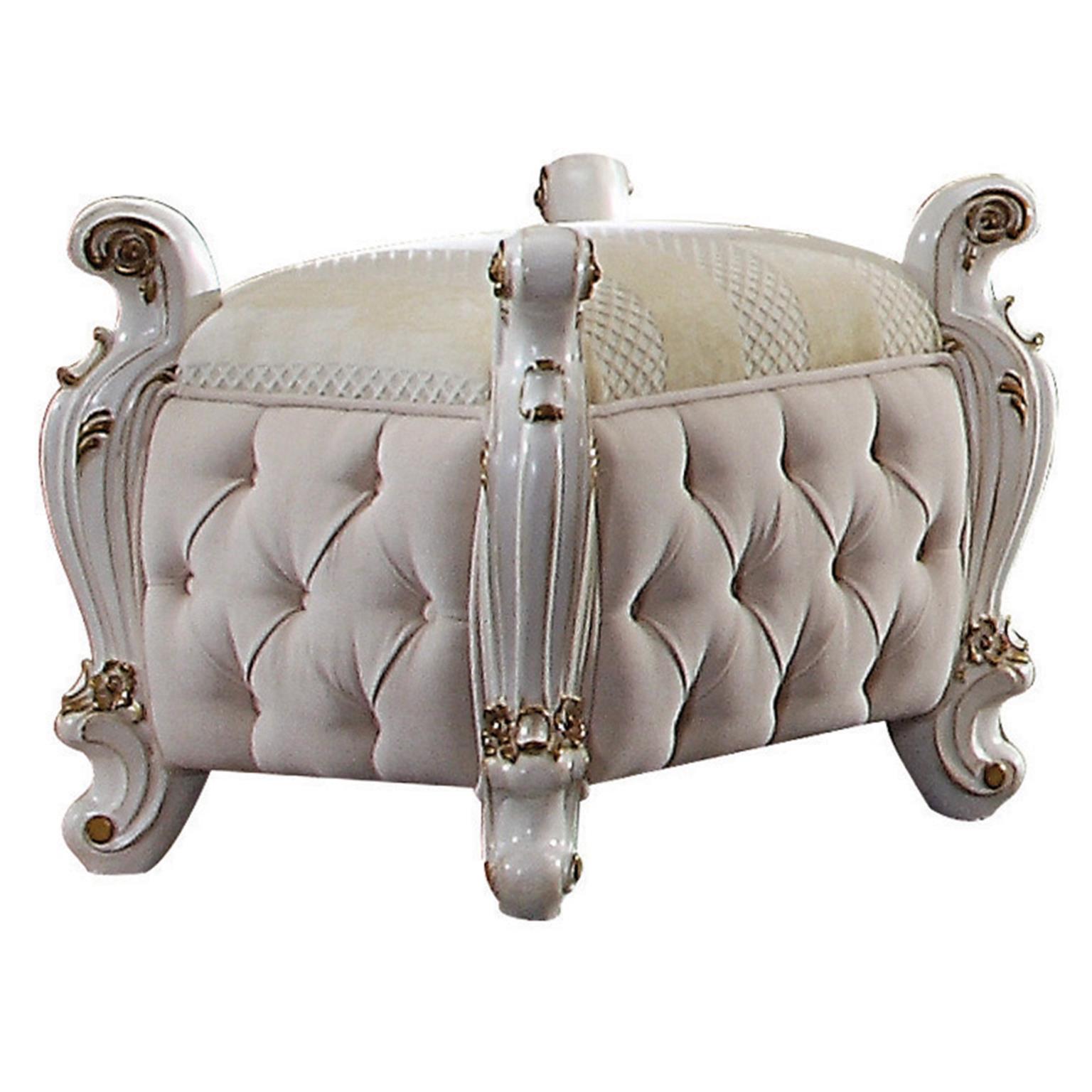 Picardy Rectangular Button Tufted Vanity Stool 