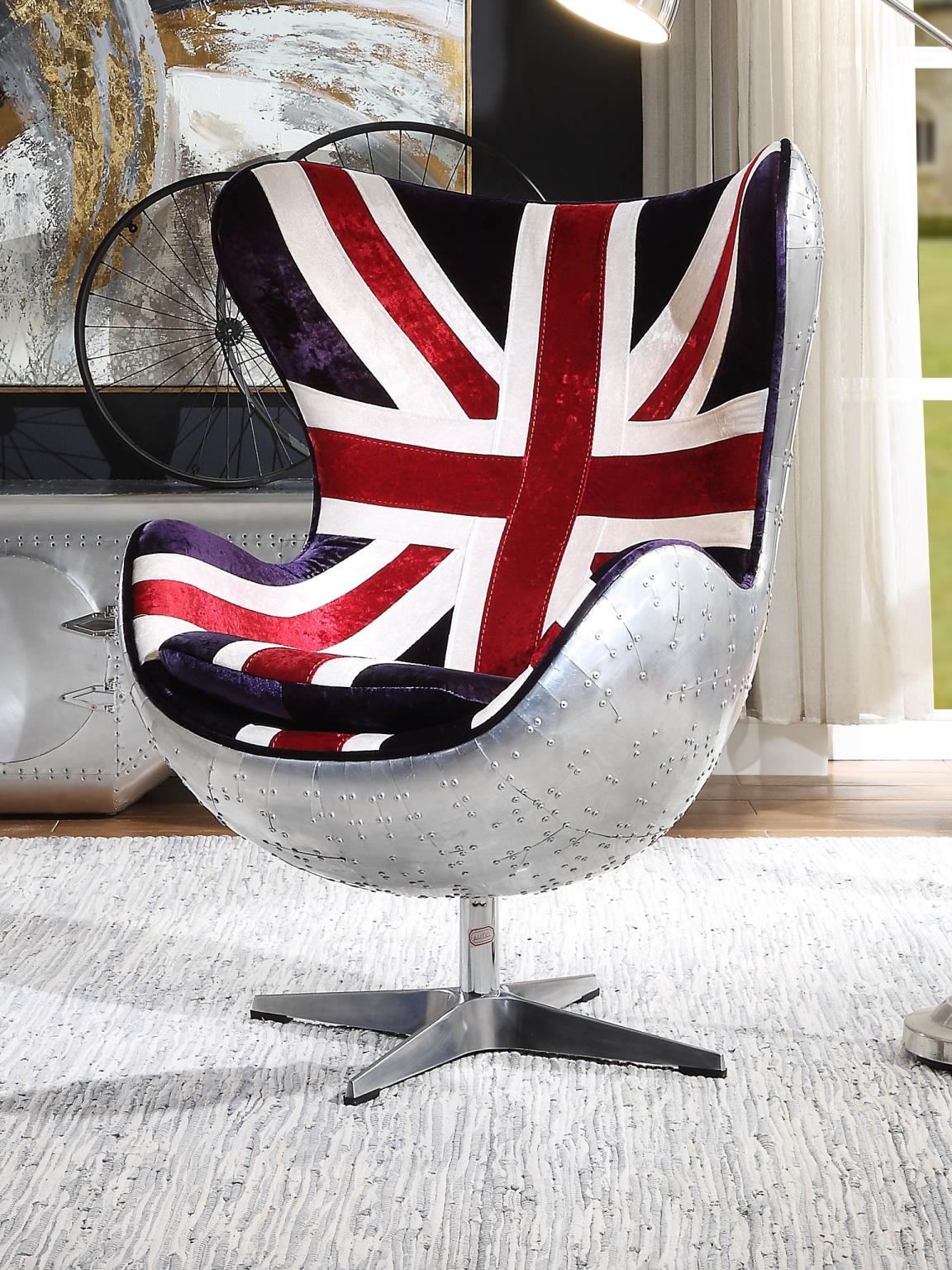 Brancaster British Flag Accent Chair with Swivel
