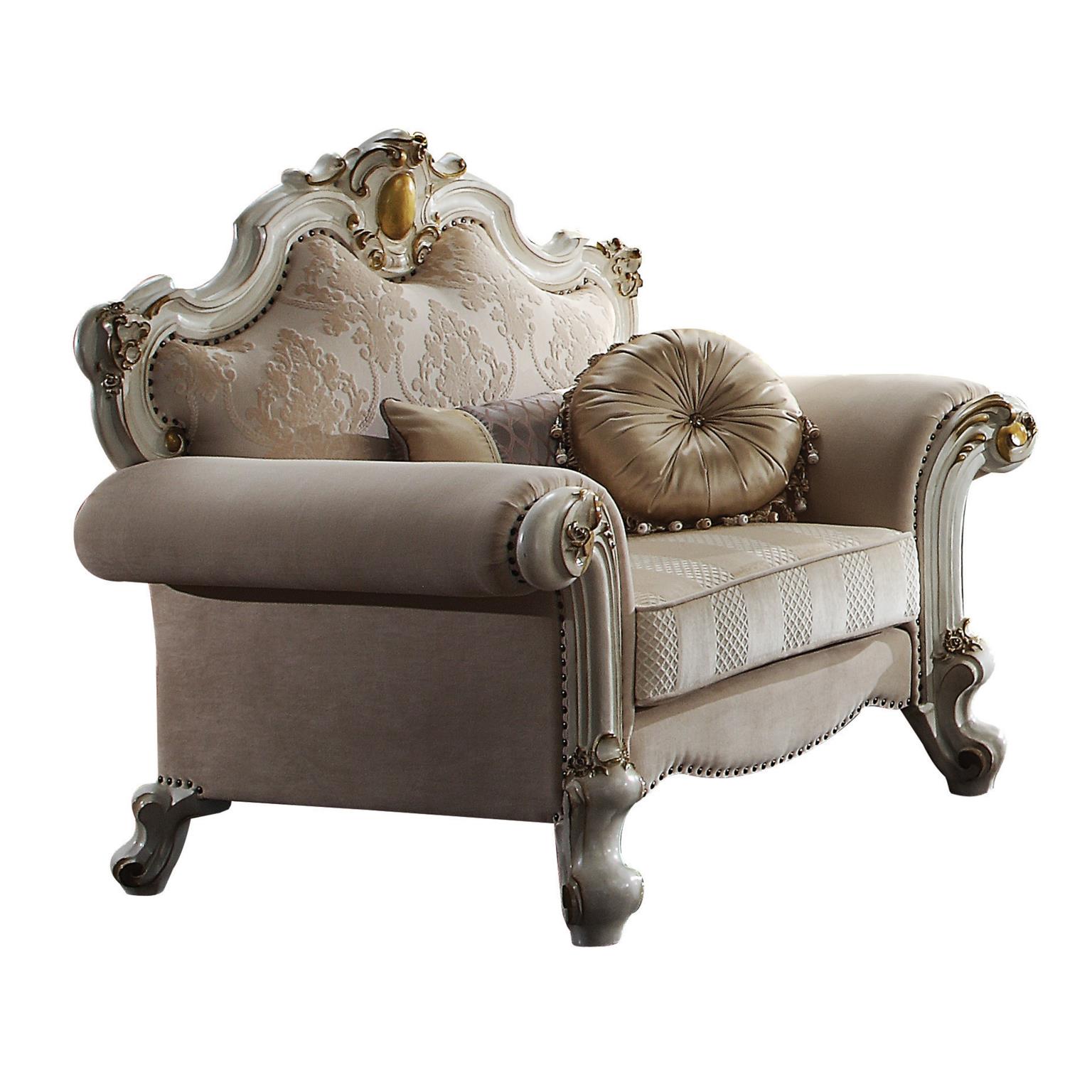 Picardy Vintage Style Antique Pearl Fabric Chair