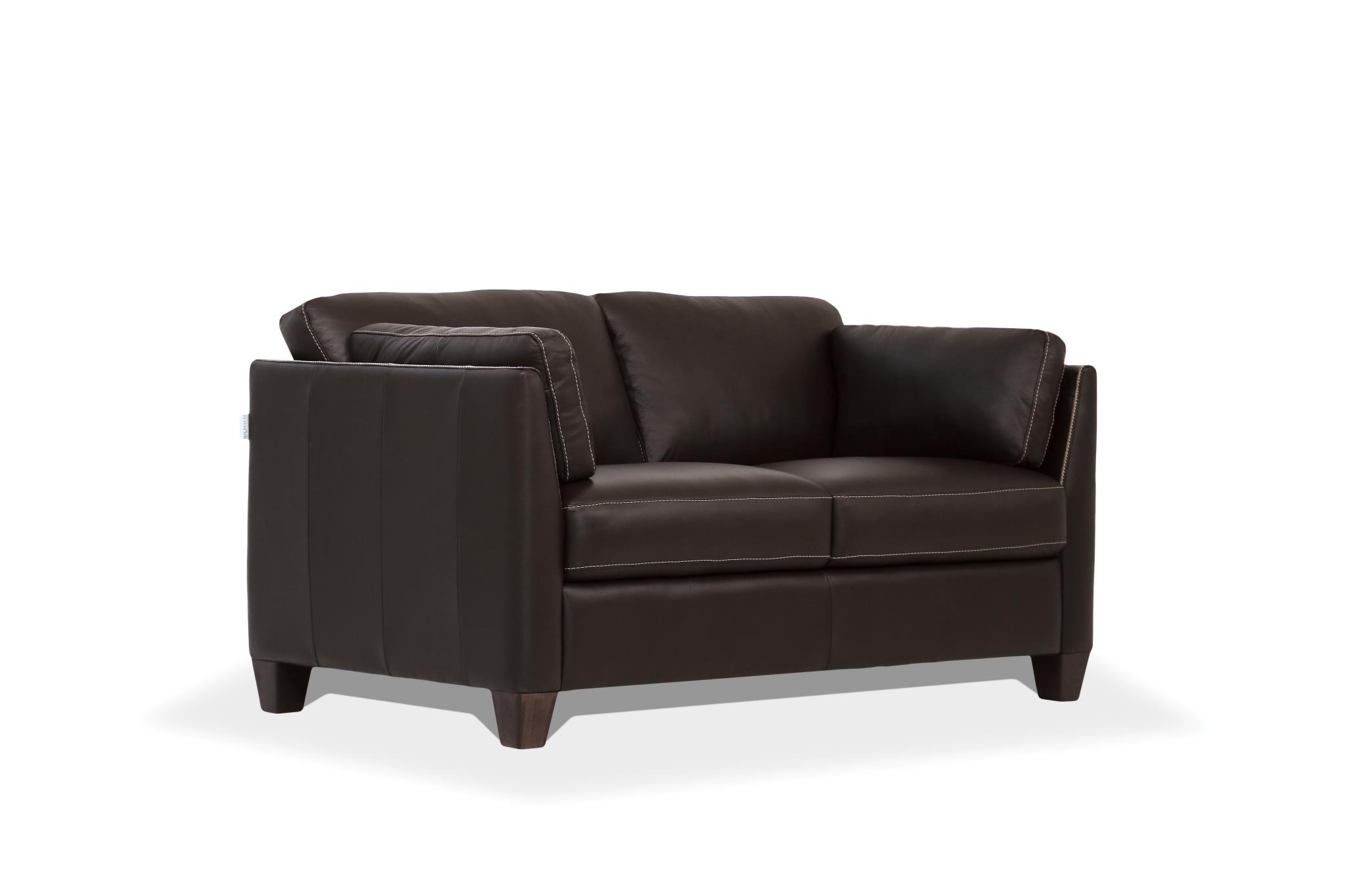 Matias Contemporary Leather Loveseat