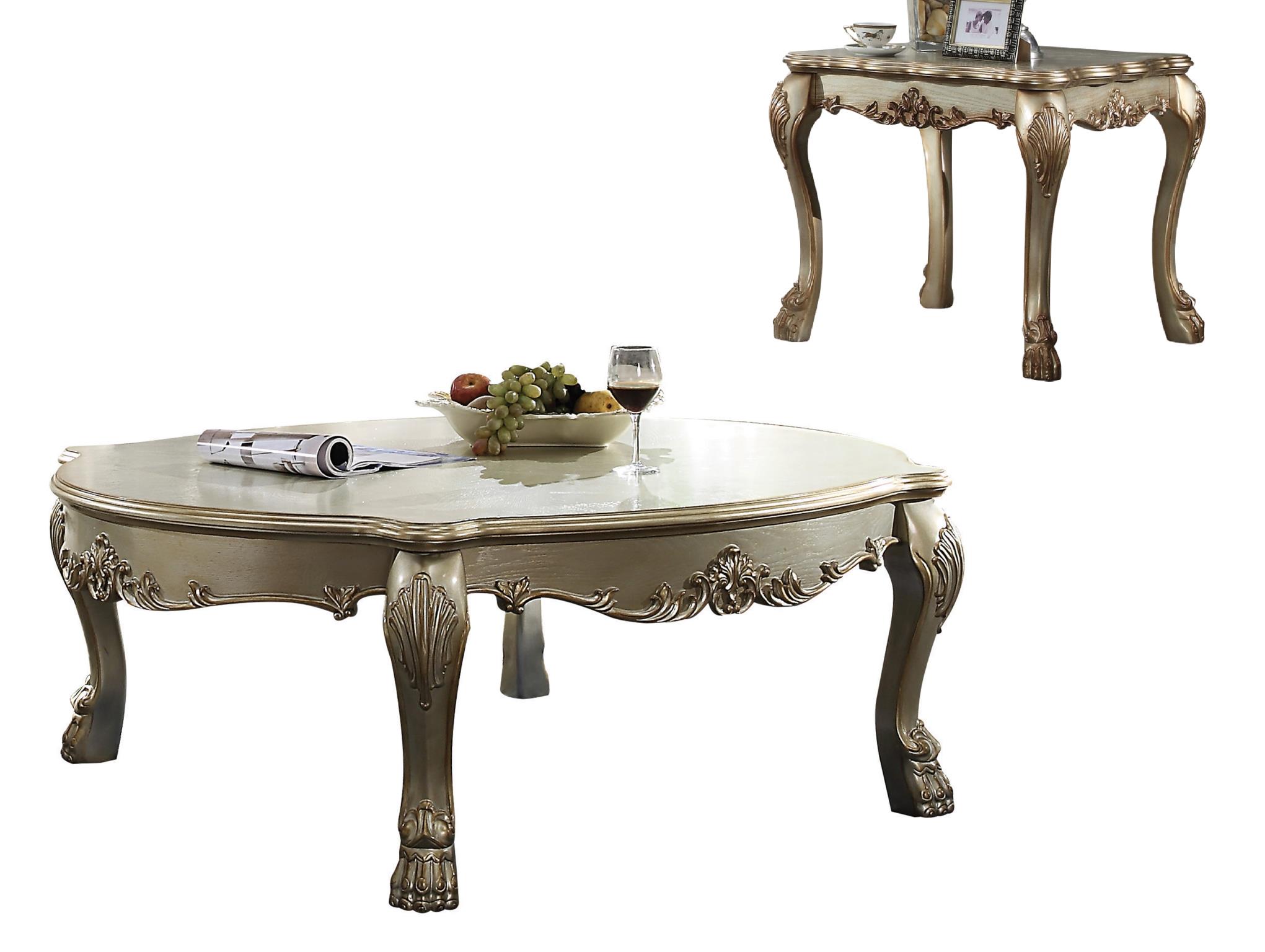 Dresden II Traditional Style Rounded Wooden Top Coffee Table 